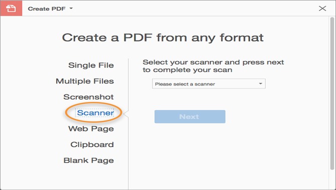 Select The Type Of Document You Want To Scan