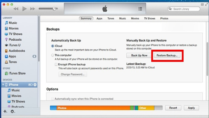 Restore Deleted Data on iPhone from iTunes Backup