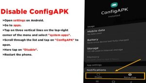 Steps of Disabling Config APK